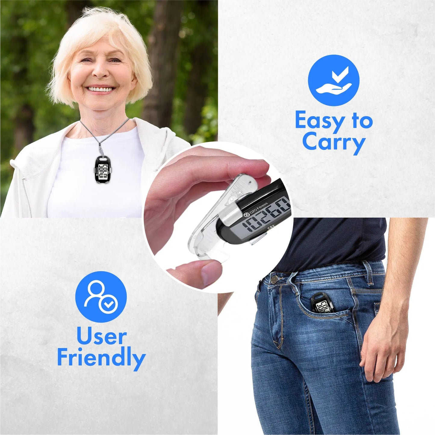 Easy-to-Use Pedometer for Seniors - Easy to Carry